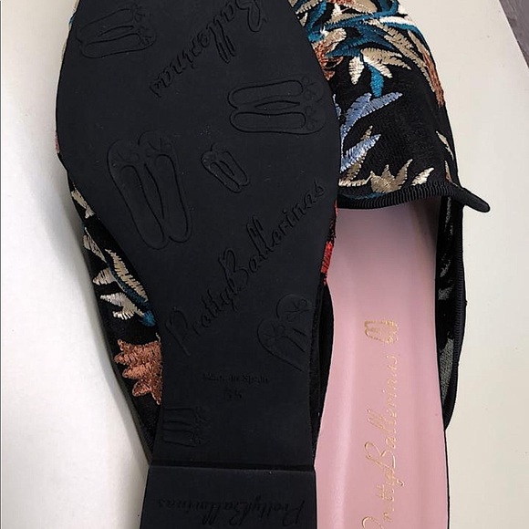 Pretty Ballerinas Handmade leather flats, pointy tip , floral black - Picture 3 of 3